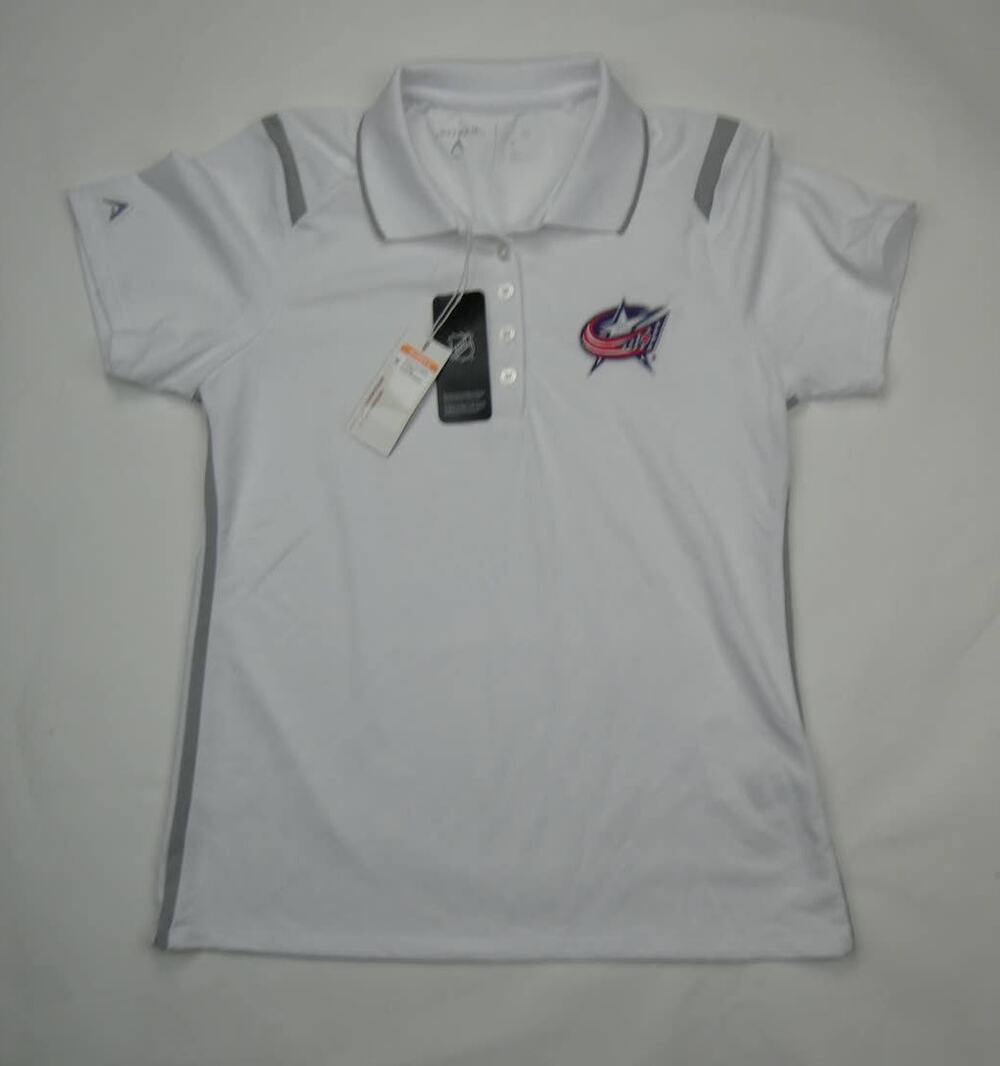 NEW Columbus Blue Jackets Antigua Women's Merit Pique Polo - White, MEDIUM